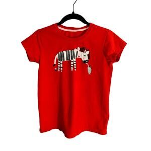 Hanna Andersson Orange Zebra Print Short Sleeve Tee US 12 (150cm)